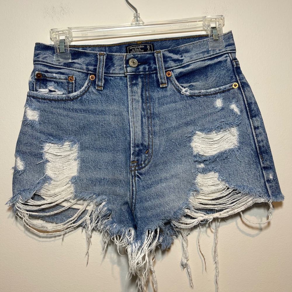 Abercrombie & Fitch Jean Shorts Distressed Cutoff Annie High Rise Size 25 0